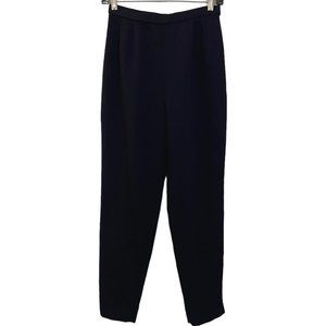 Vintage 90s Petite Navy 100% Wool High Rise Trouser Pant Blue Tapered Japanese 4